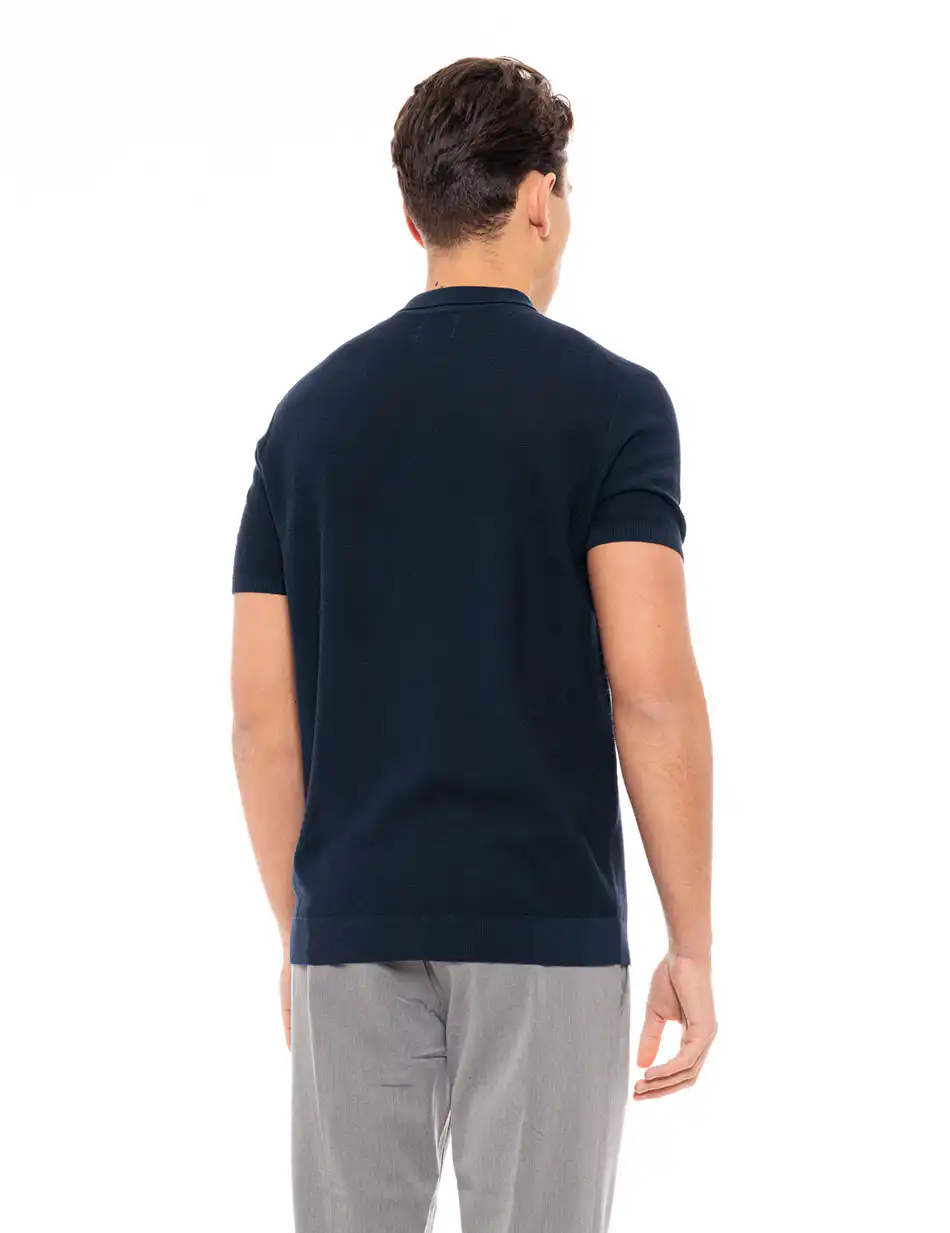 Smart fashion ανδρικό πλεκτό polo 49-206-075 NAVY