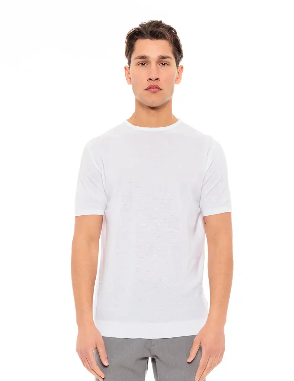 Smart fashion ανδρικό πλεκτό polo 49-206-076 WHITE