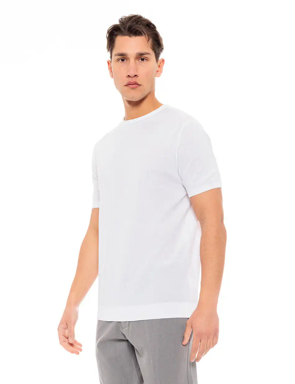 Smart fashion ανδρικό πλεκτό polo 49-206-076 WHITE