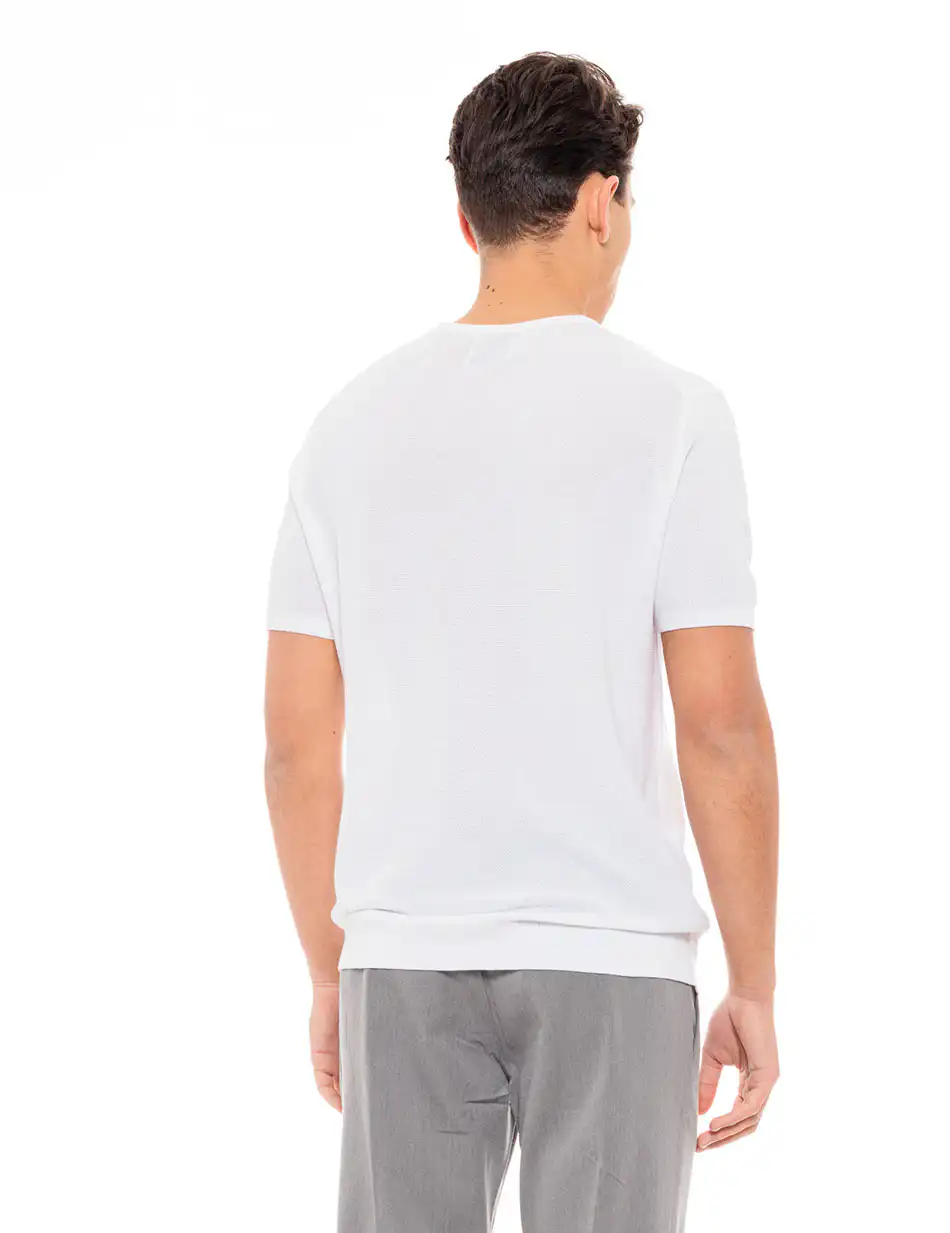 Smart fashion ανδρικό πλεκτό polo 49-206-076 WHITE