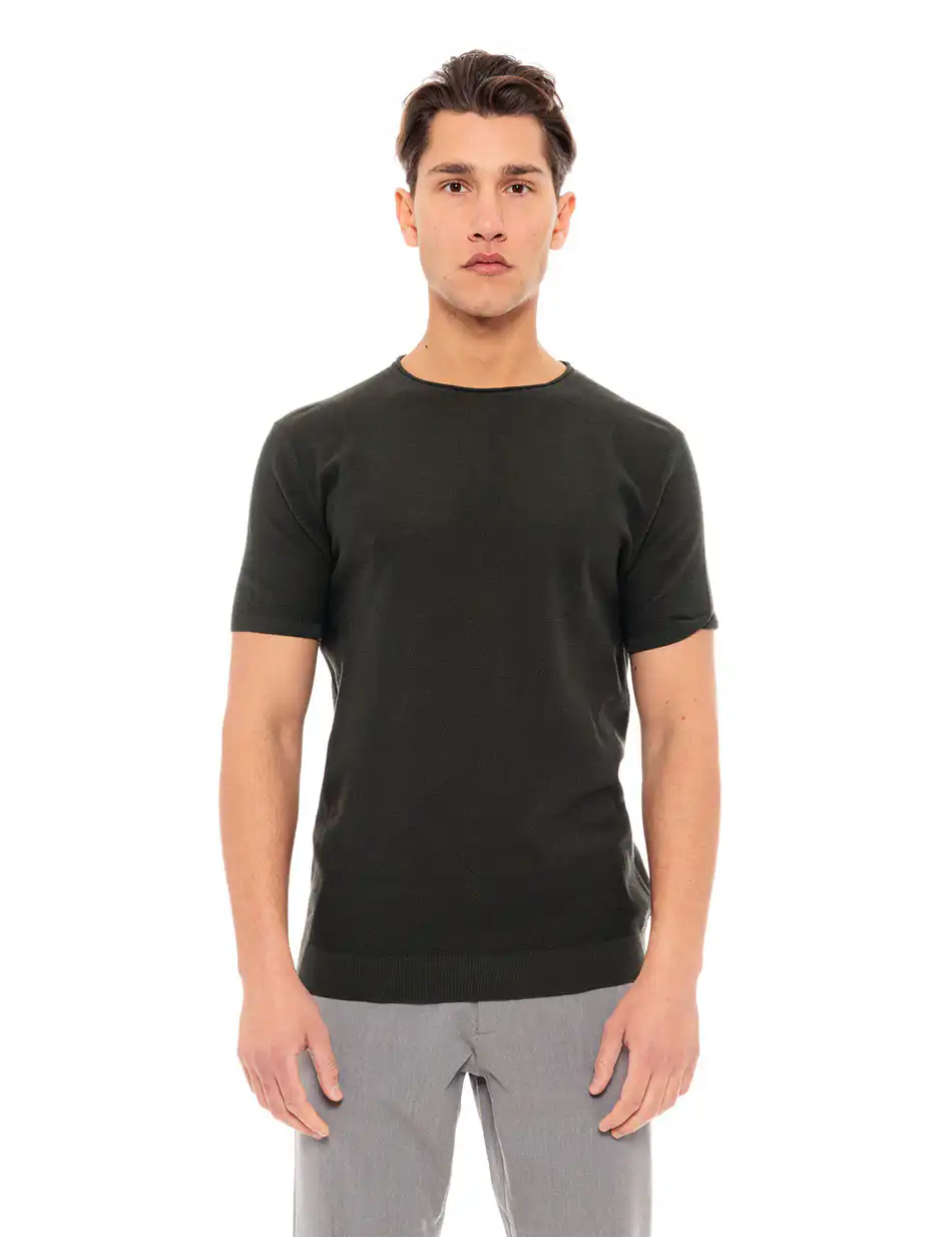 Smart fashion ανδρικό πλεκτό polo 49-206-076 DK GREEN