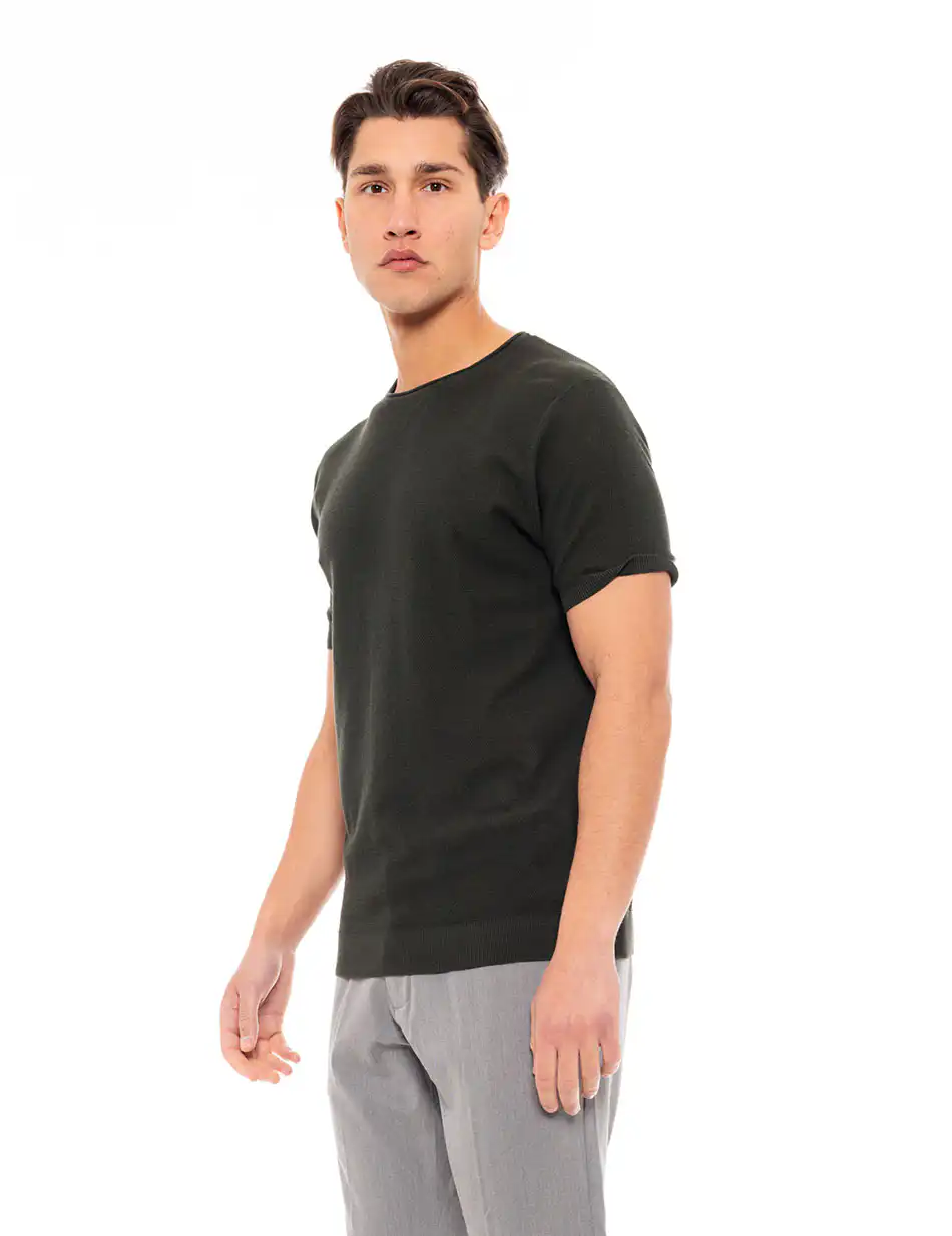 Smart fashion ανδρικό πλεκτό polo 49-206-076 DK GREEN