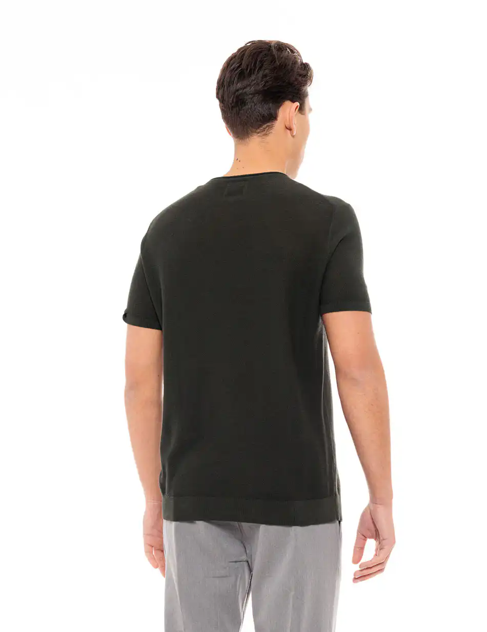 Smart fashion ανδρικό πλεκτό polo 49-206-076 DK GREEN