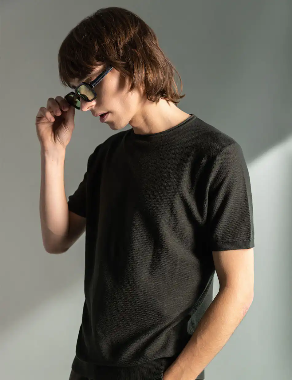 Smart fashion ανδρικό πλεκτό polo 49-206-076 DK GREEN