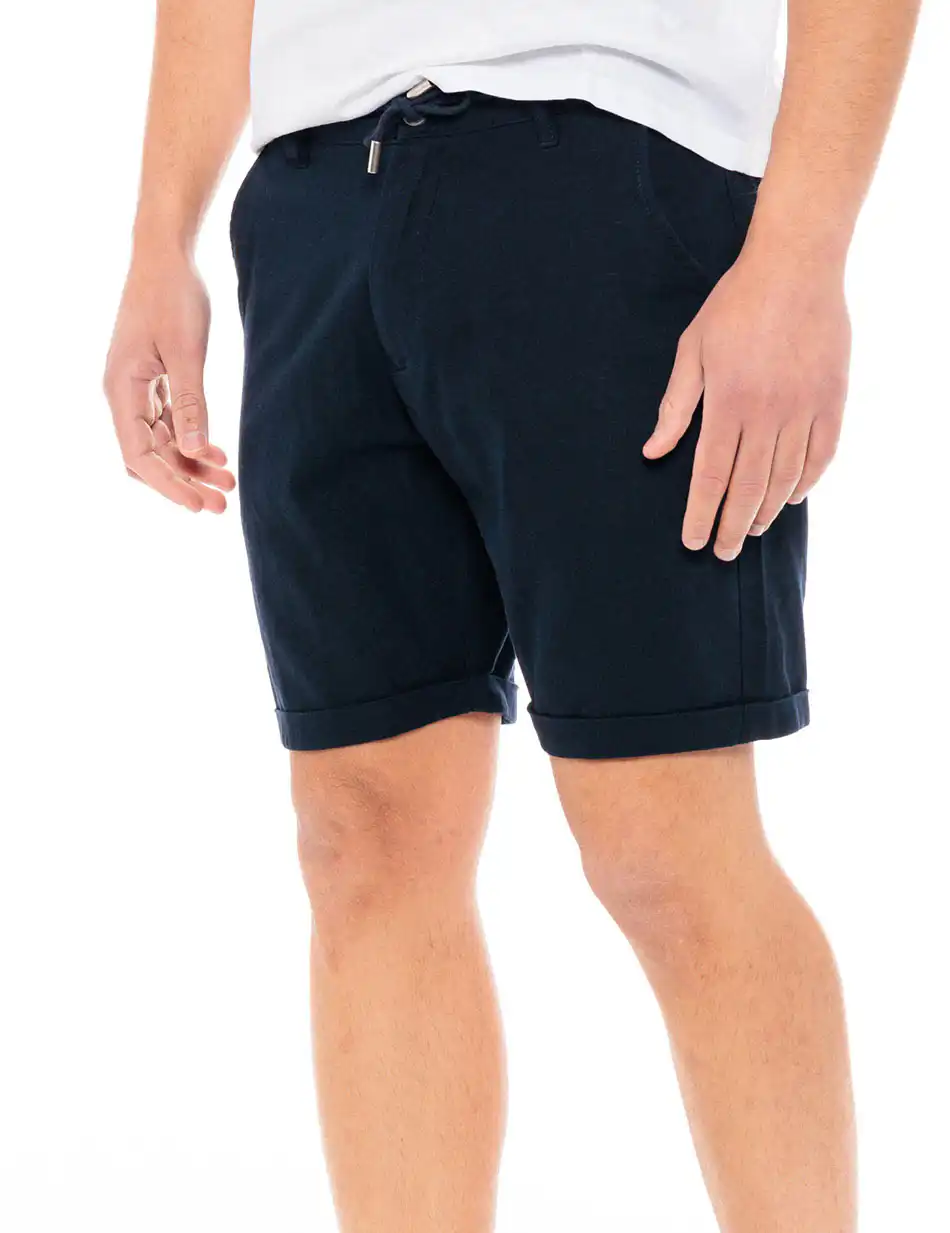 Biston fashion ανδρική λινή chinos βερμούδα 49-221-017 INDIGO