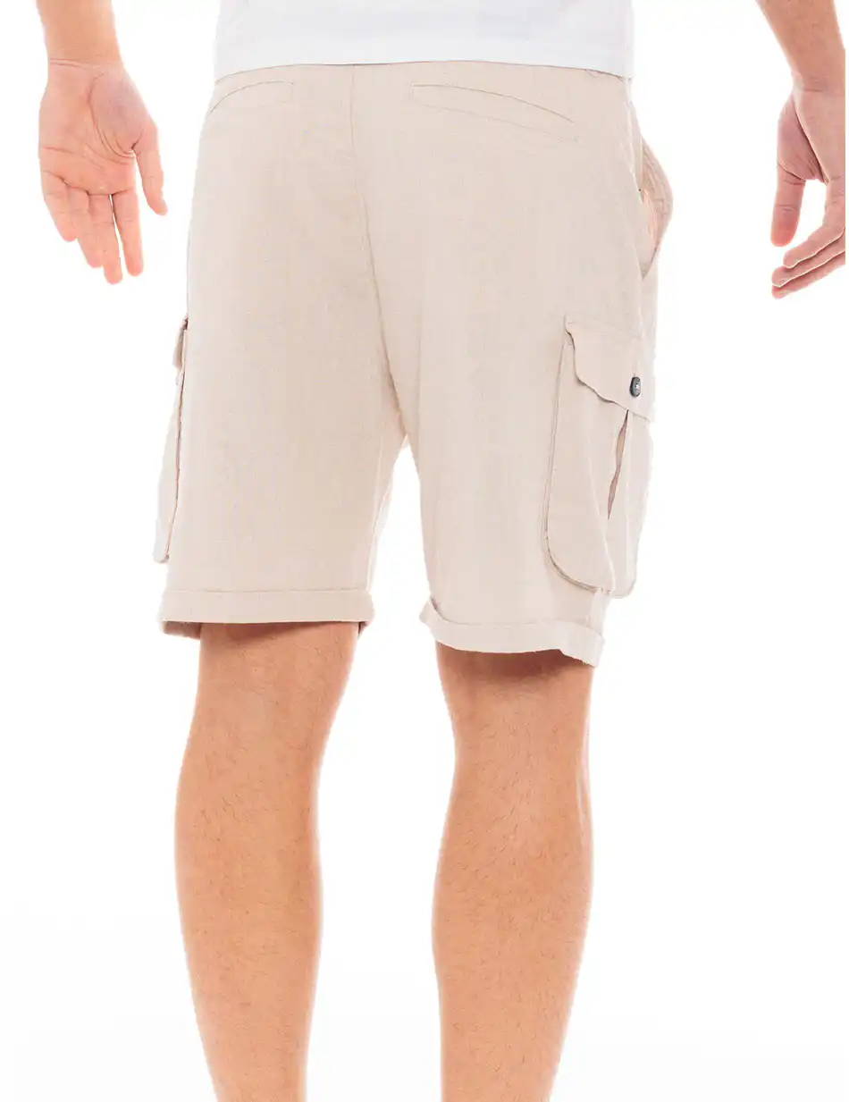 Splendid fashion ανδρική λινή cargo βερμούδα 49-221-018 LT BEIGE