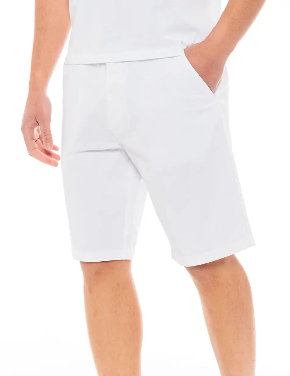Biston fashion ανδρική chinos βερμούδα 49-221-019 WHITE