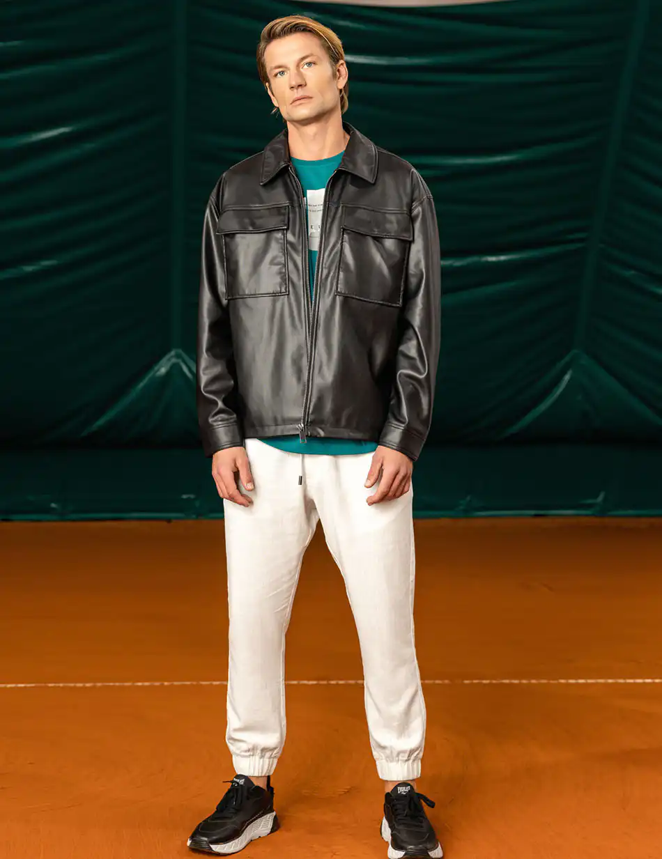 Biston fashion ανδρικό λινό chinos παντελόνι 49-241-005 WHITE