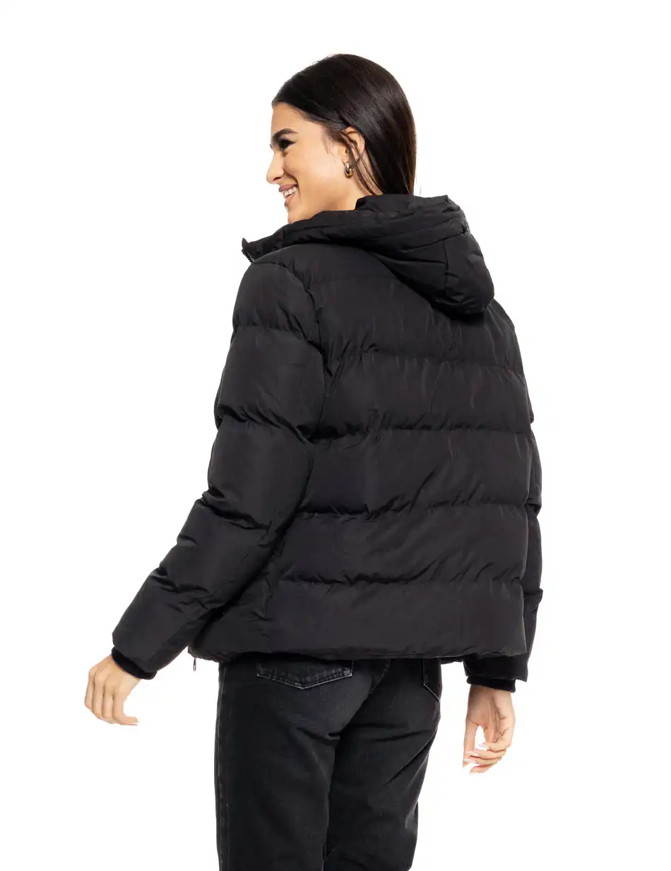 Biston fashion γυναικείο κοντό μπουφάν με ενσωματωμένη κουκούλα 50-101-002 BLACK