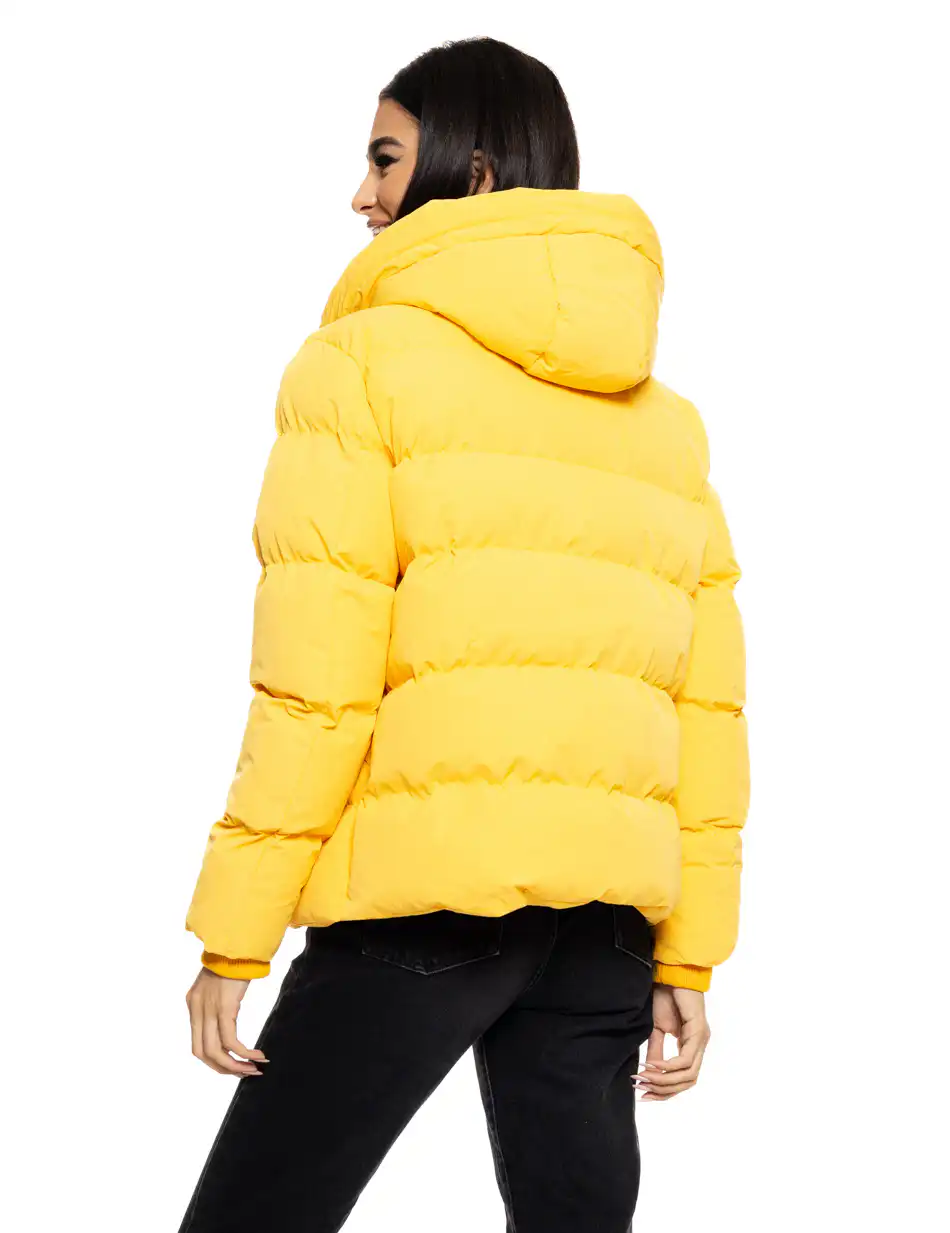 Biston fashion γυναικείο κοντό μπουφάν με ενσωματωμένη κουκούλα 50-101-002 YELLOW