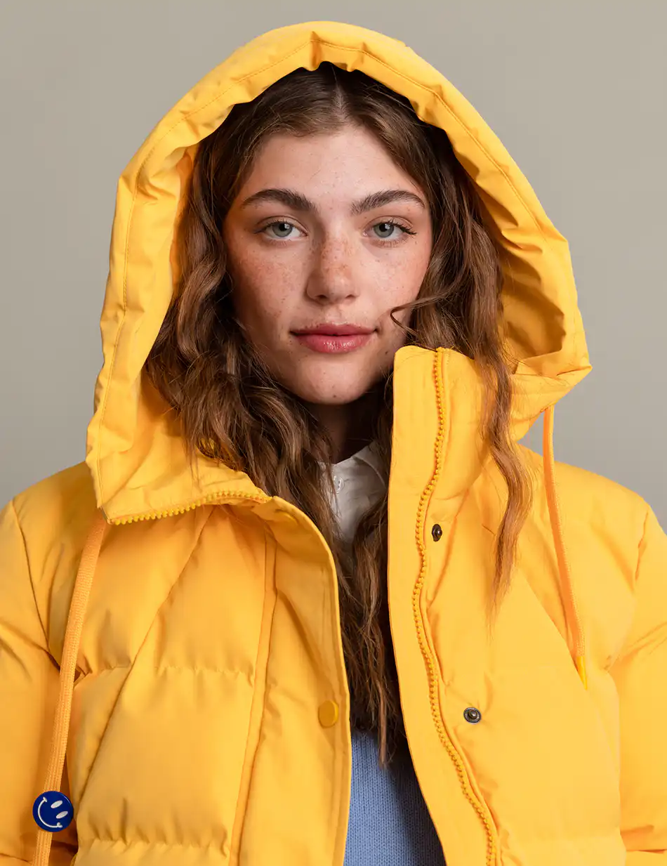 Biston fashion γυναικείο κοντό μπουφάν με ενσωματωμένη κουκούλα 50-101-002 YELLOW