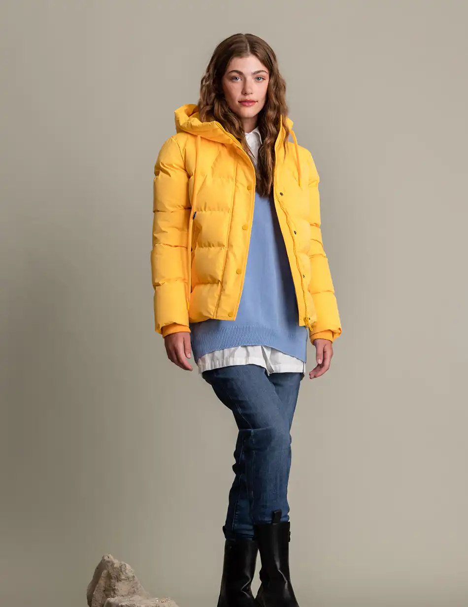 Biston fashion γυναικείο κοντό μπουφάν με ενσωματωμένη κουκούλα 50-101-002 YELLOW