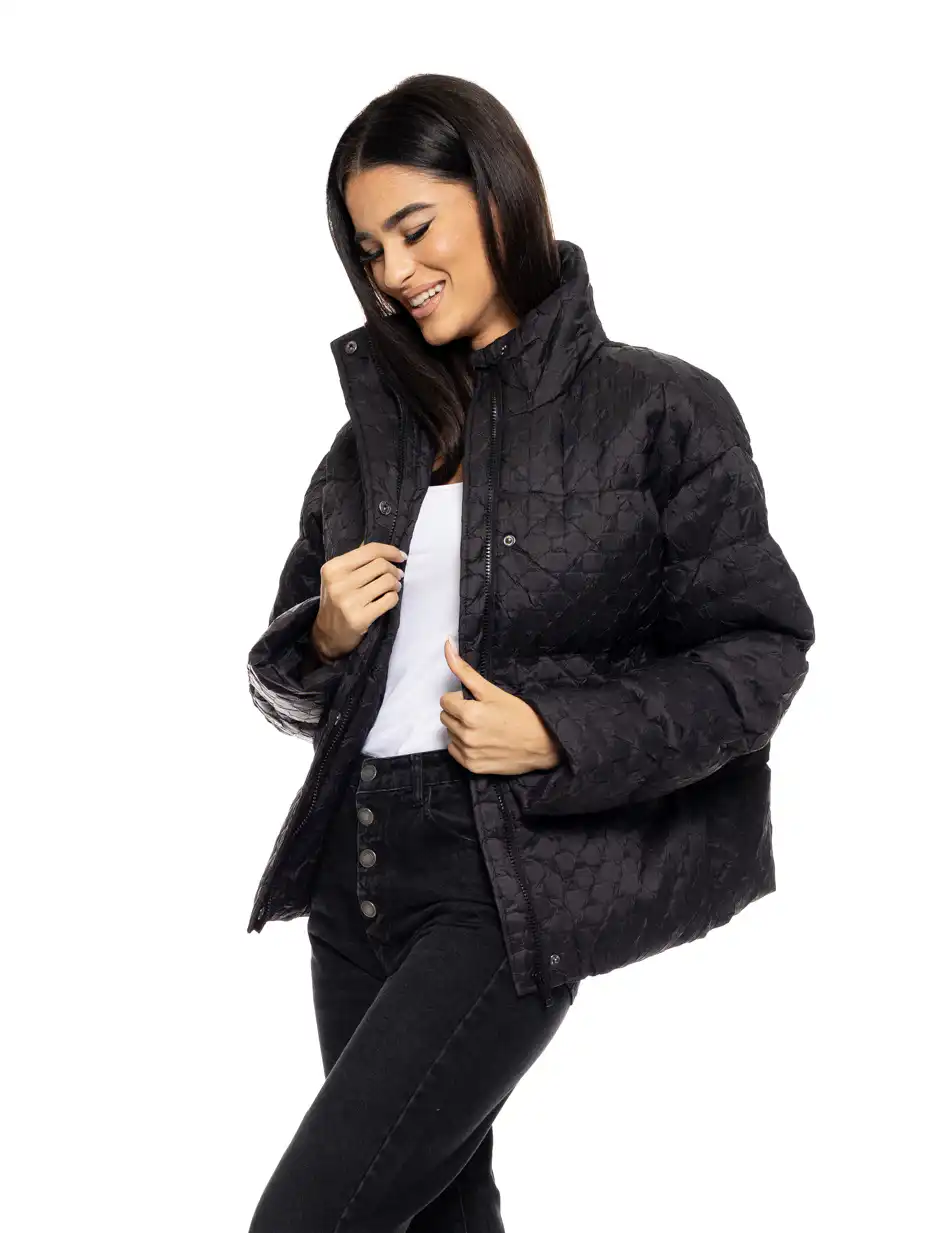 Biston fashion γυναικείο κοντό μπουφάν με γιακά 50-101-005 BLACK