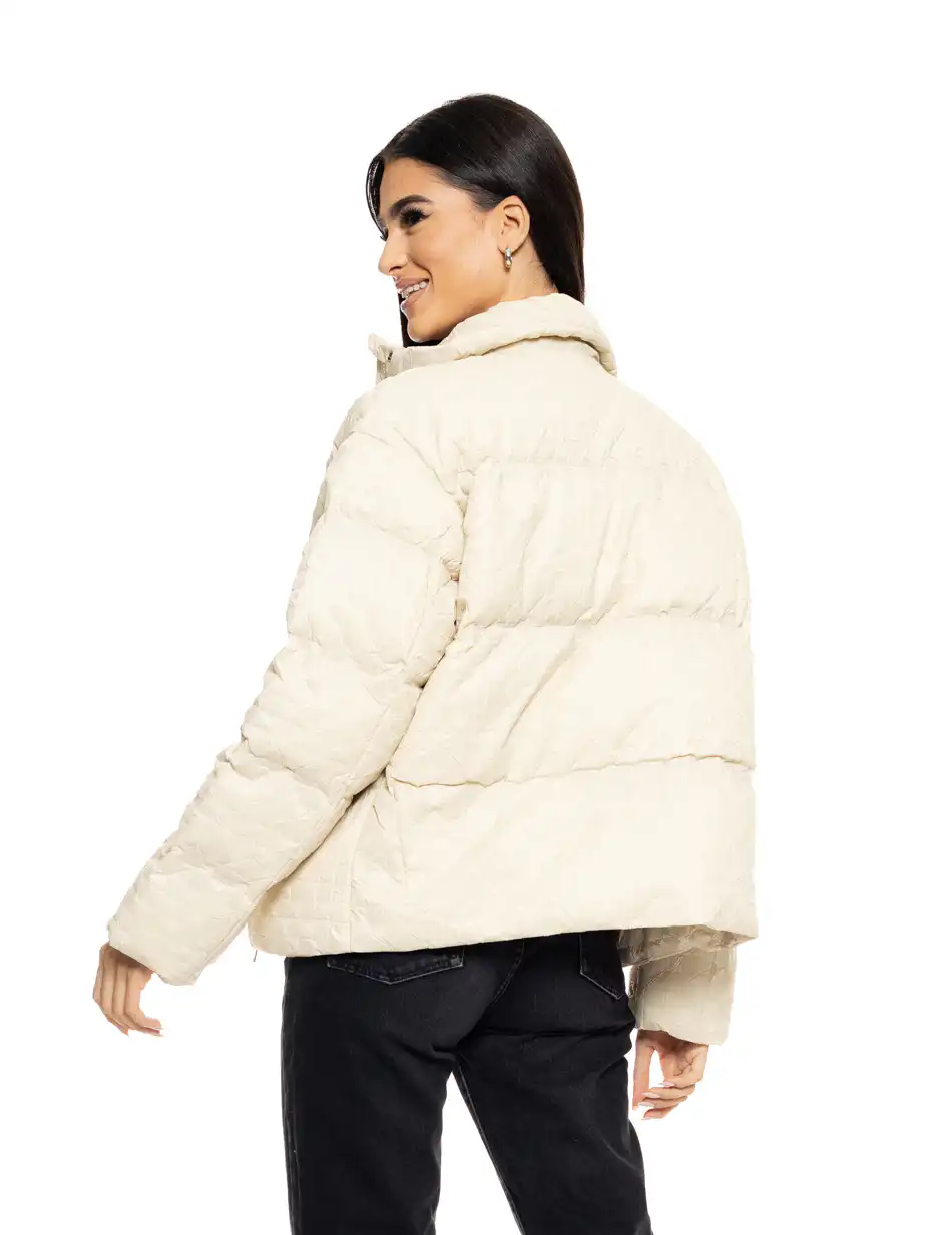 Biston fashion γυναικείο κοντό μπουφάν με γιακά 50-101-005 LT BEIGE