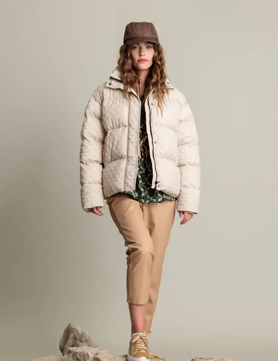 Biston fashion γυναικείο κοντό μπουφάν με γιακά 50-101-005 LT BEIGE