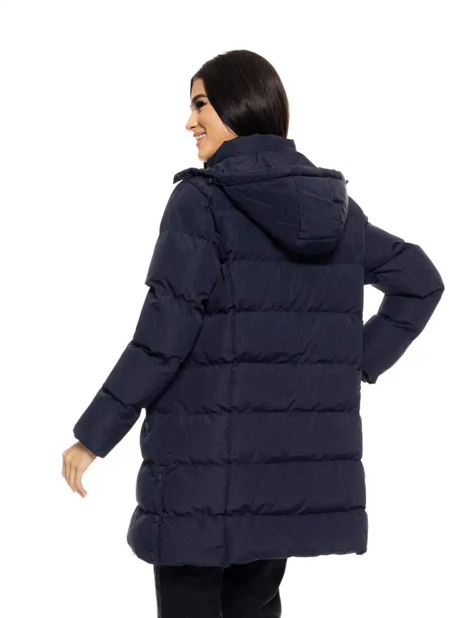 Biston fashion γυναικείο μακρύ μπουφάν με αποσπώμενη κουκούλα 50-101-007 NAVY