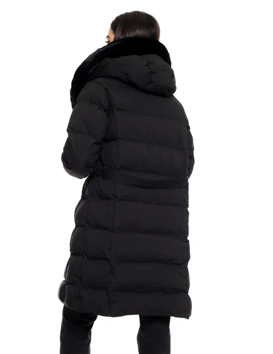 Biston fashion γυναικείο μακρύ μπουφάν με ενσωματωμένη κουκούλα 50-101-009 BLACK