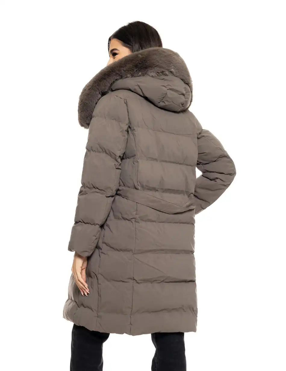 Biston fashion γυναικείο μακρύ μπουφάν με ενσωματωμένη κουκούλα 50-101-009 DK GREY