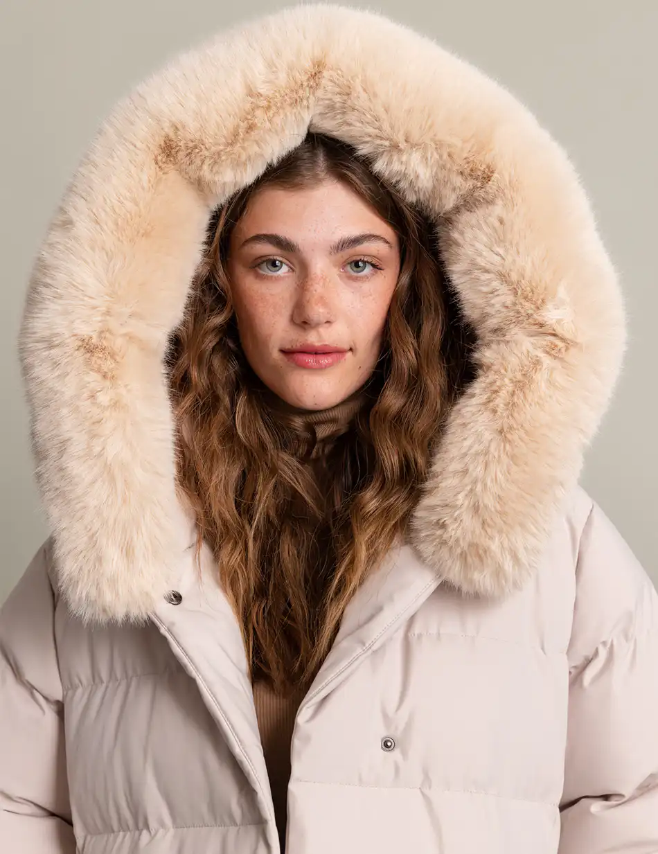 Biston fashion γυναικείο μακρύ μπουφάν με ενσωματωμένη κουκούλα 50-101-009 LT BEIGE