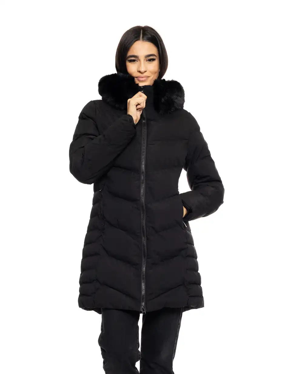 Splendid fashion γυναικείο μακρύ μπουφάν με αποσπώμενη κουκούλα 50-101-011 BLACK Splendid fashion γυναικείο μακρύ μπουφάν με αποσπώμενη κουκούλα 50-101-011 BLACK
