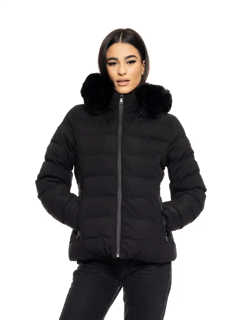 Biston fashion γυναικείο κοντό μπουφάν με αποσπώμενη κουκούλα 50-101-014 BLACK