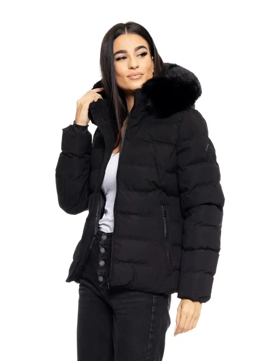 Biston fashion γυναικείο κοντό μπουφάν με αποσπώμενη κουκούλα 50-101-014 BLACK