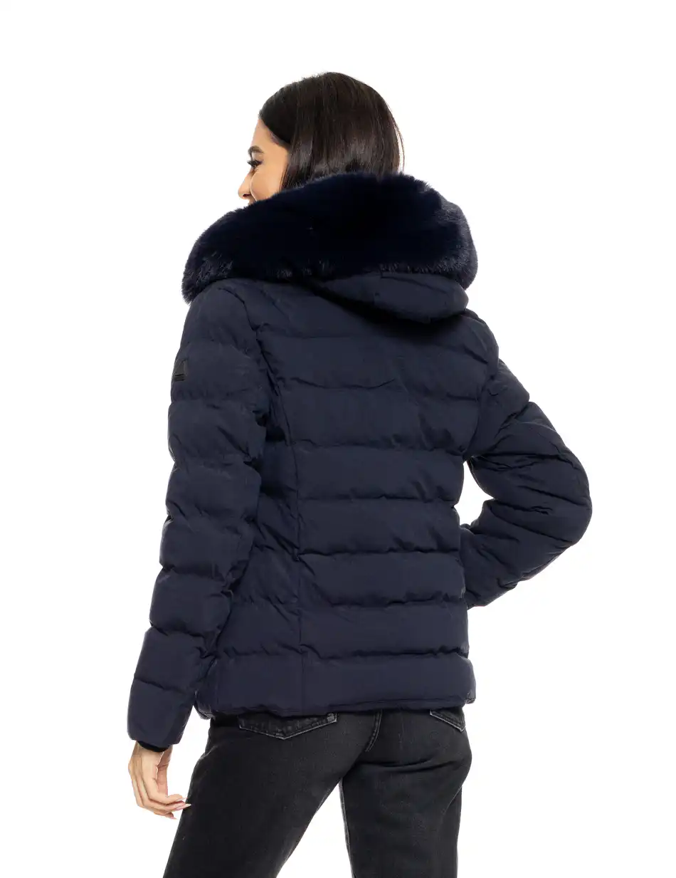 Biston fashion γυναικείο κοντό μπουφάν με αποσπώμενη κουκούλα 50-101-014 NAVY