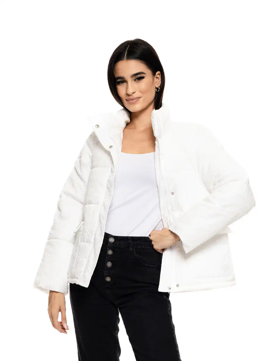 Splendid fashion γυναικείο κοντό μπουφάν με γιακά 50-101-023 WHITE