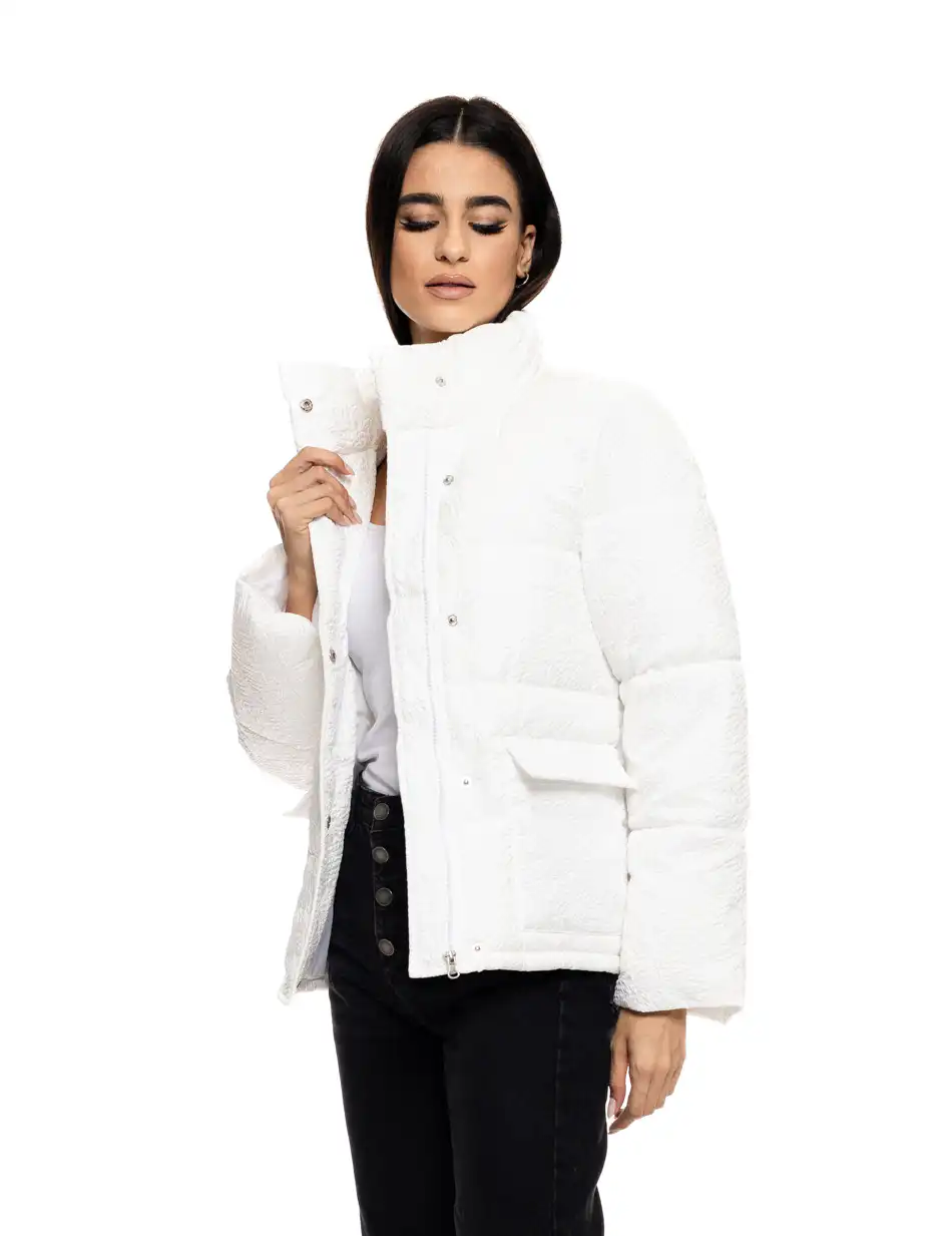 Splendid fashion γυναικείο κοντό μπουφάν με γιακά 50-101-023 WHITE