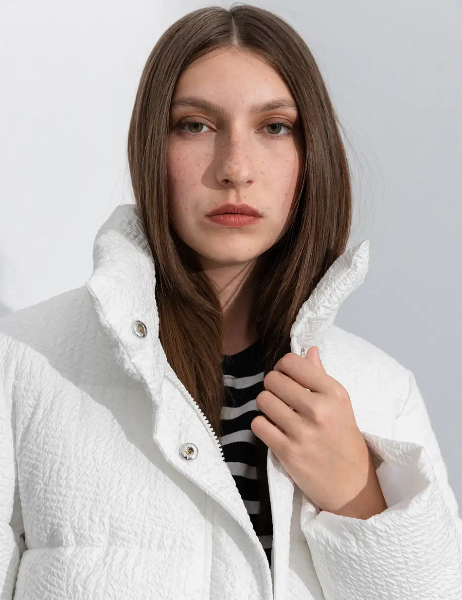 Splendid fashion γυναικείο κοντό μπουφάν με γιακά 50-101-023 WHITE