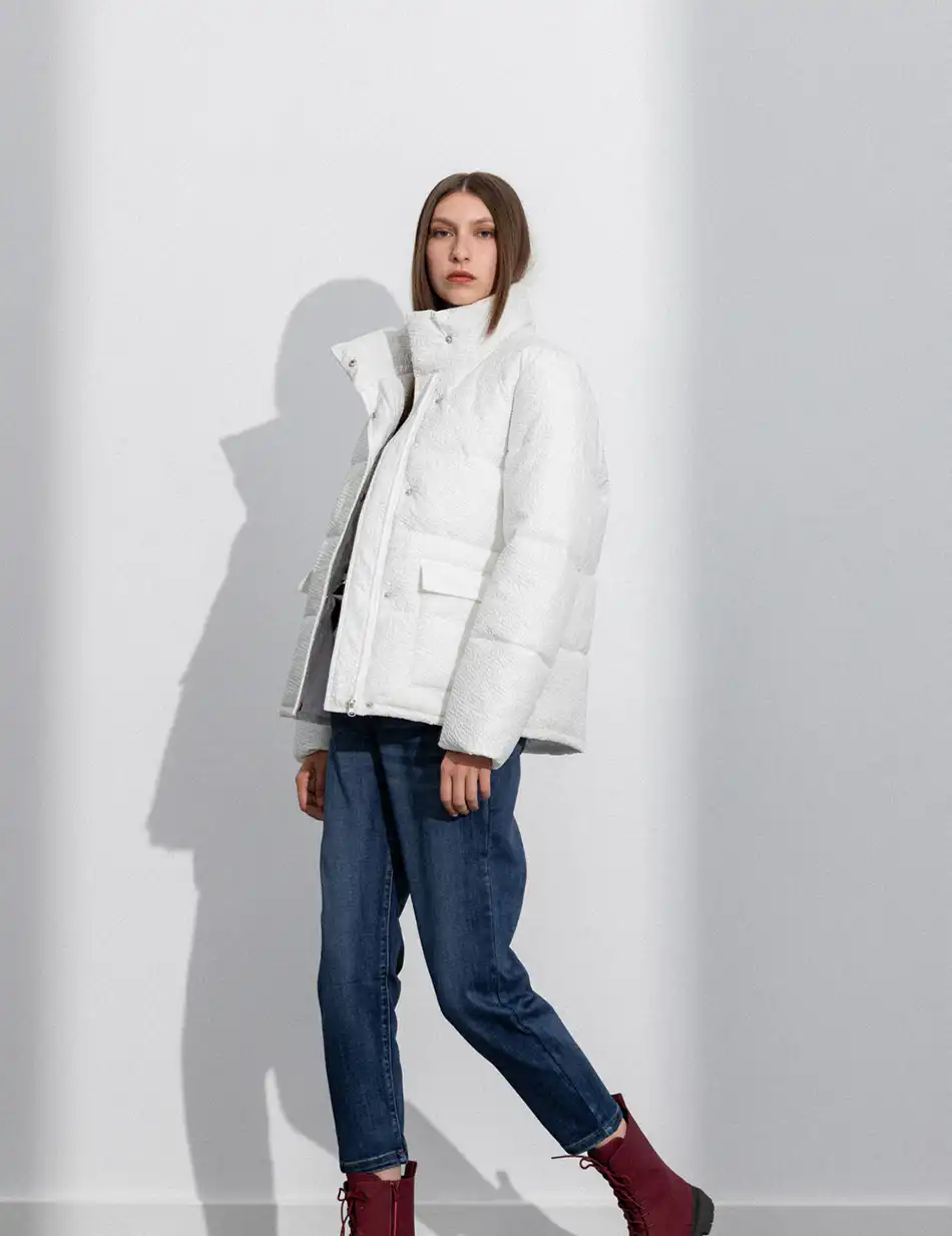 Splendid fashion γυναικείο κοντό μπουφάν με γιακά 50-101-023 WHITE