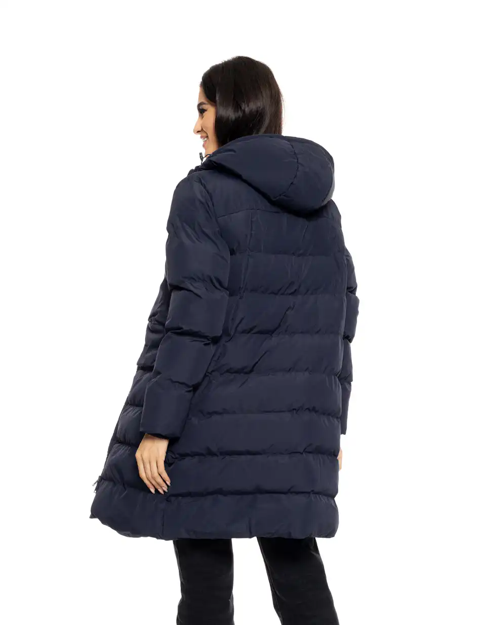 Splendid fashion γυναικείο μακρύ μπουφάν με ενσωματωμένη κουκούλα 50-101-030 NAVY