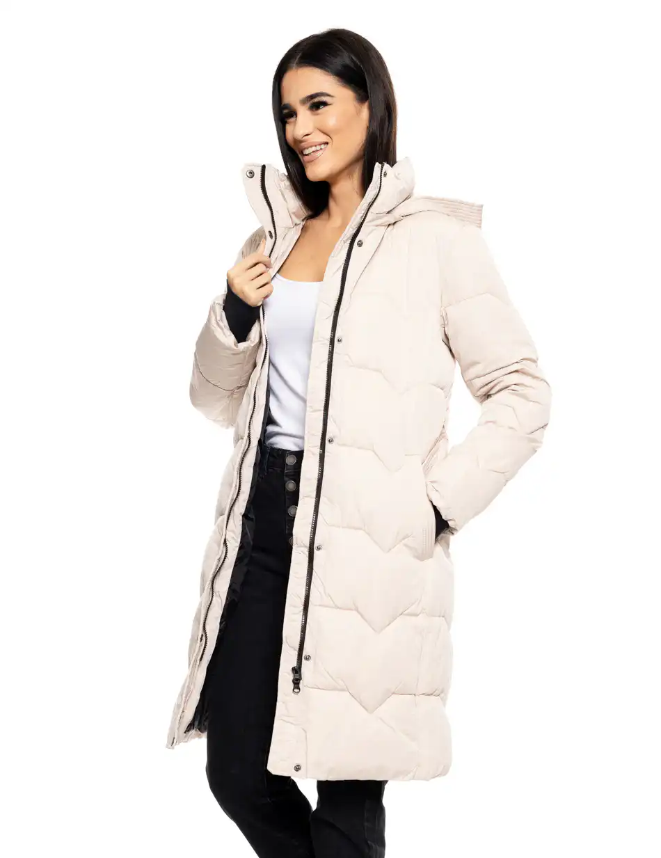 Biston fashion γυναικείο μακρύ μπουφάν με αποσπώμενη κουκούλα 50-101-031 ICE