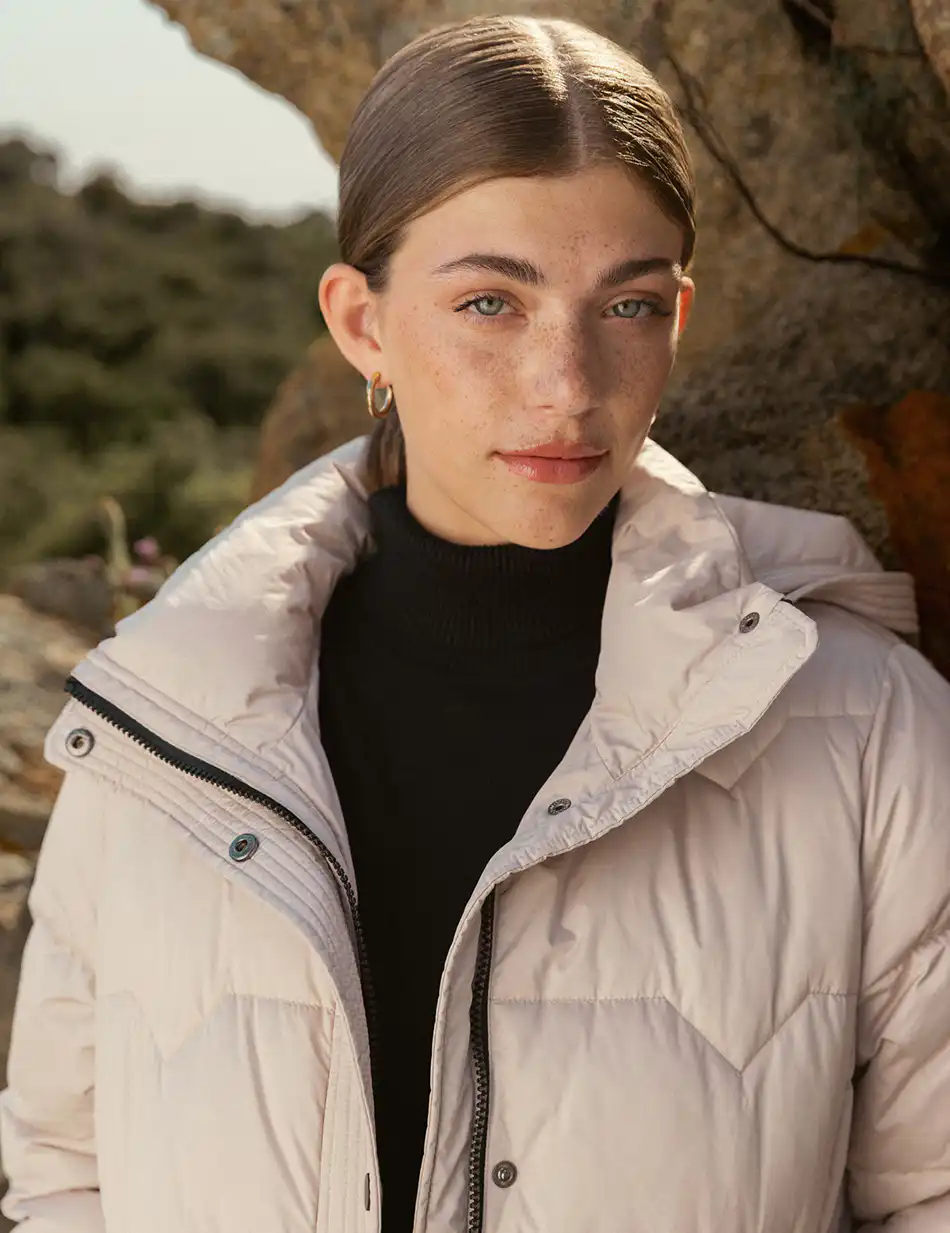 Biston fashion γυναικείο μακρύ μπουφάν με αποσπώμενη κουκούλα 50-101-031 ICE