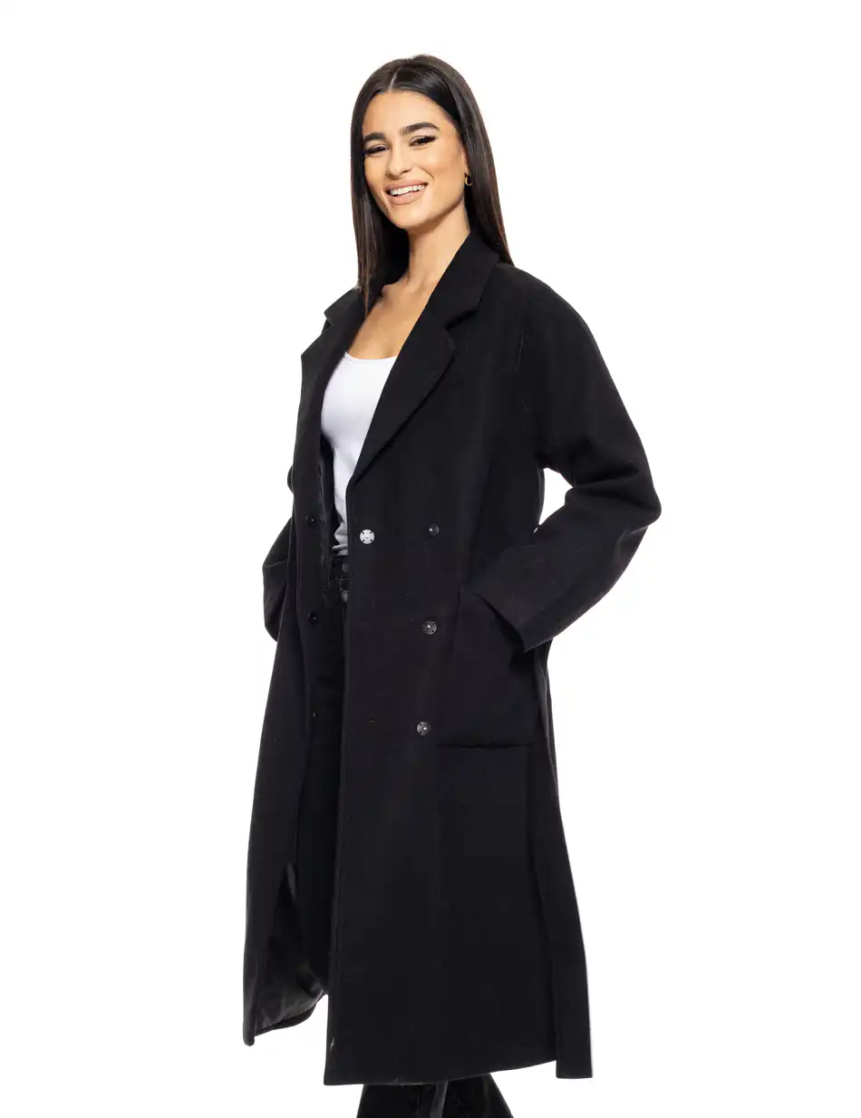 Biston fashion γυναικείο μακρύ παλτό 50-101-042 BLACK