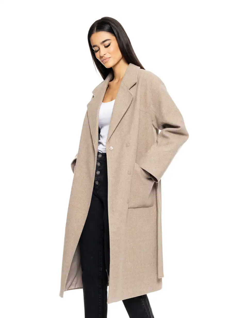 Biston fashion γυναικείο μακρύ παλτό 50-101-042 DK BEIGE