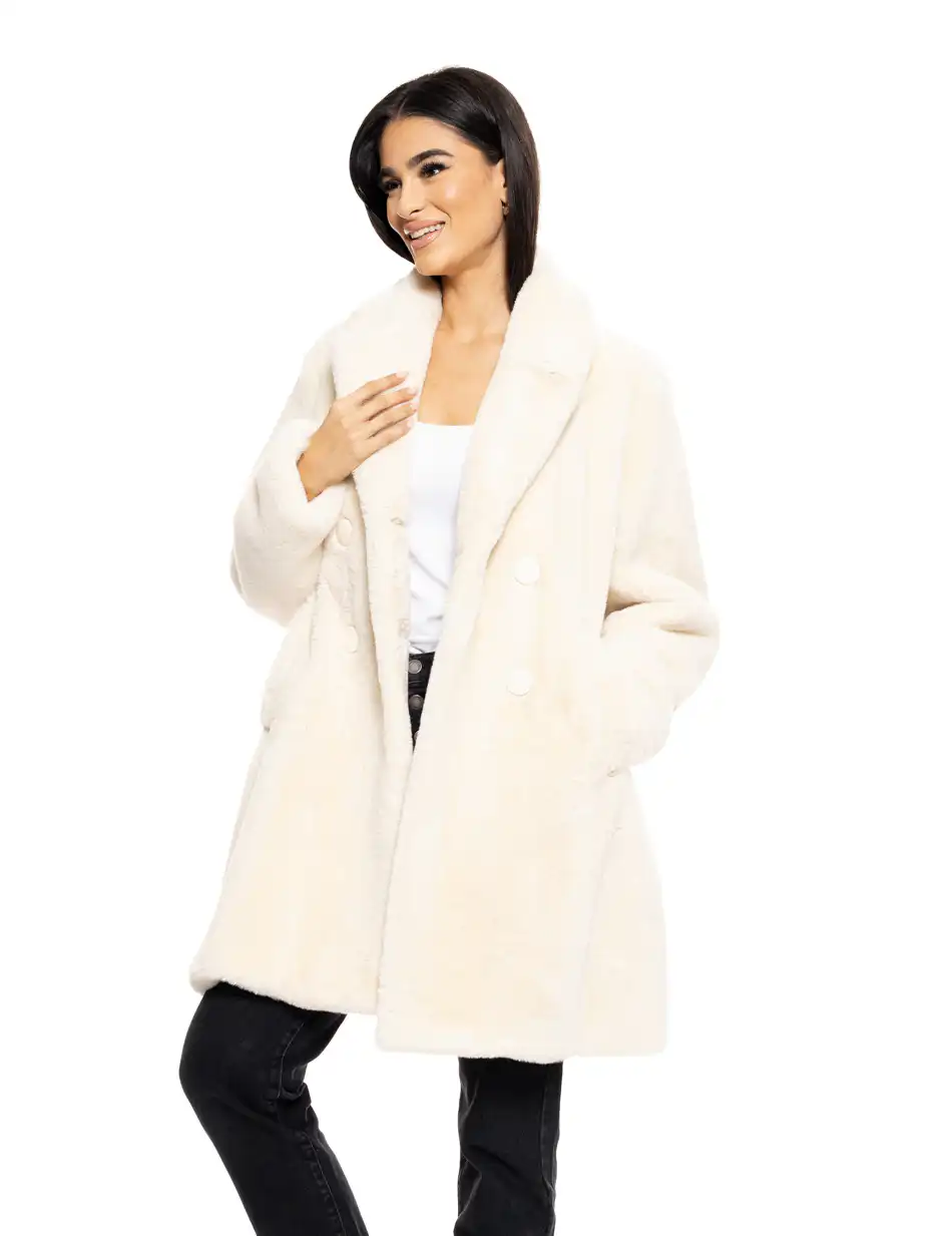 Biston fashion γυναικείο demi πανωφόρι από συνθετική γούνα 50-101-050 OFF WHITE