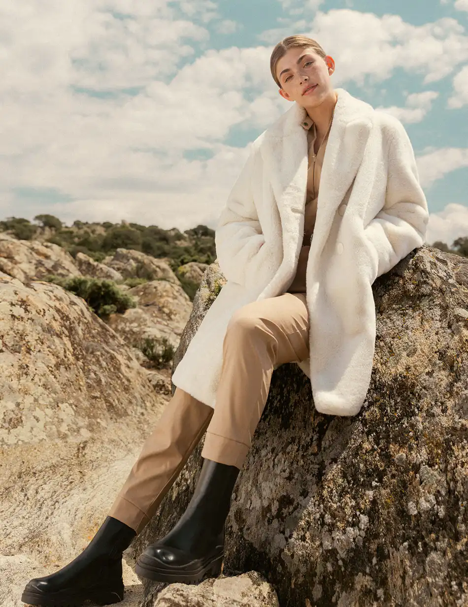 Biston fashion γυναικείο demi πανωφόρι από συνθετική γούνα 50-101-050 OFF WHITE