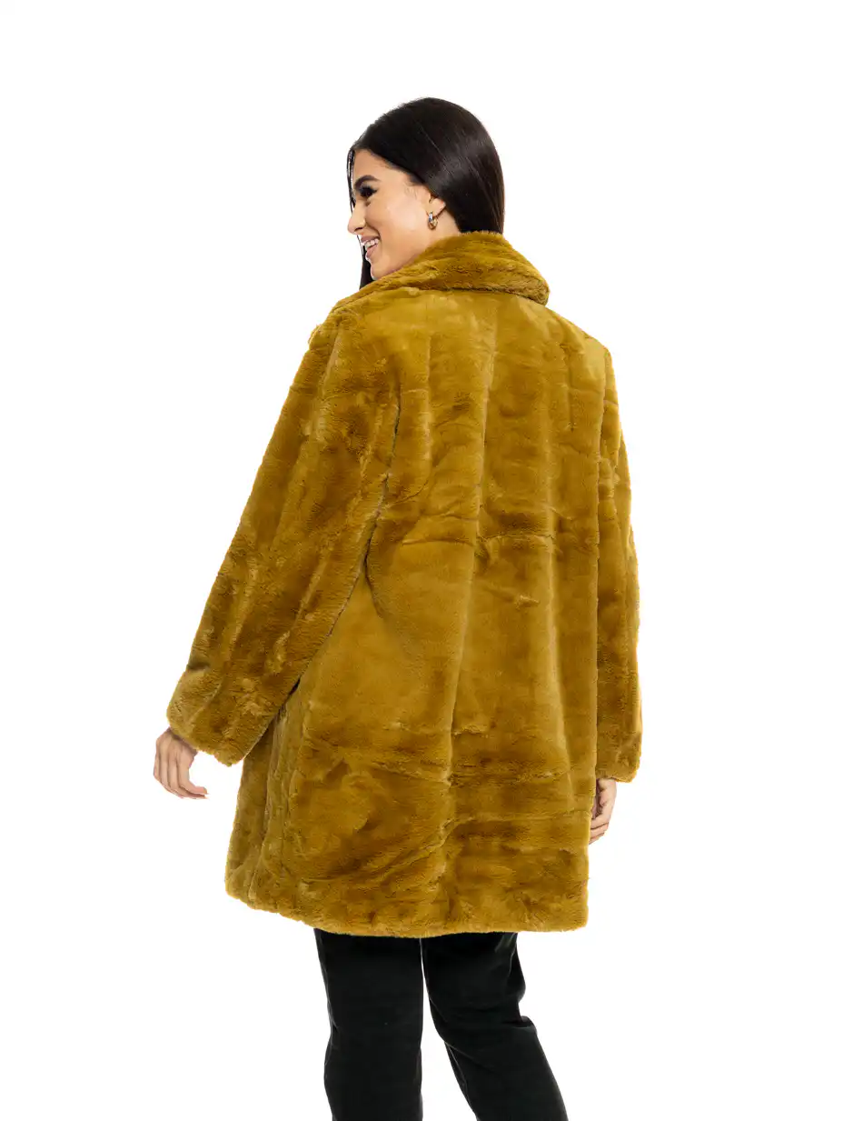 Biston fashion γυναικείο demi πανωφόρι από συνθετική γούνα 50-101-050 GINGER YELLOW