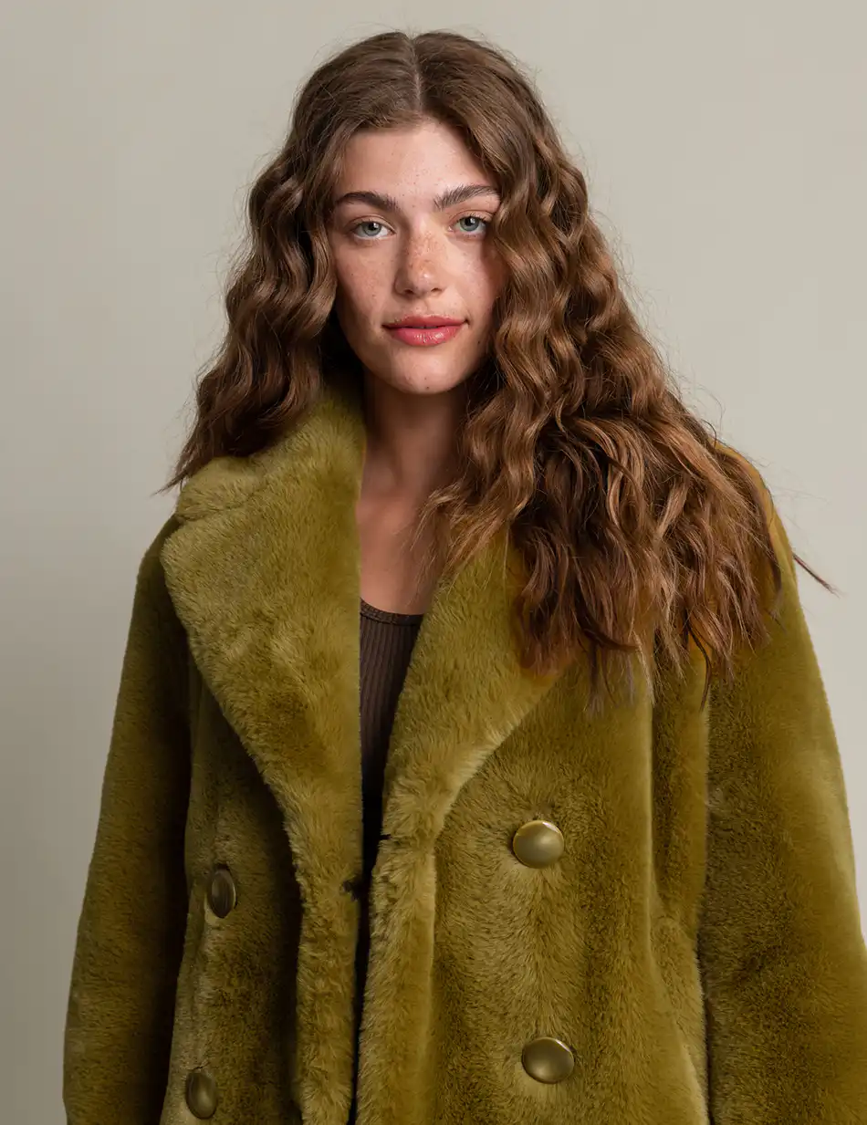 Biston fashion γυναικείο demi πανωφόρι από συνθετική γούνα 50-101-050 GINGER YELLOW