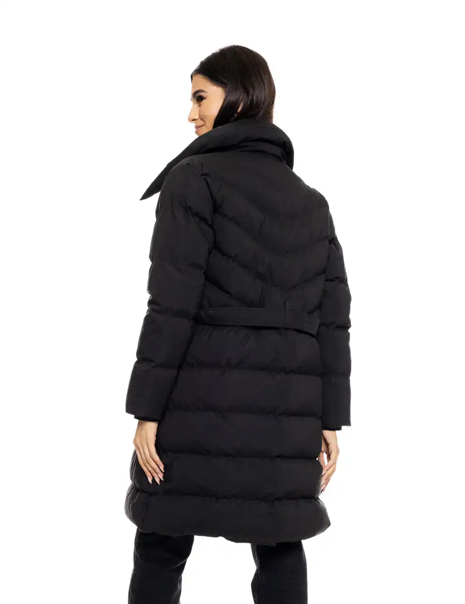 Splendid fashion γυναικείο μακρύ μπουφάν με γιακά 50-101-051 BLACK