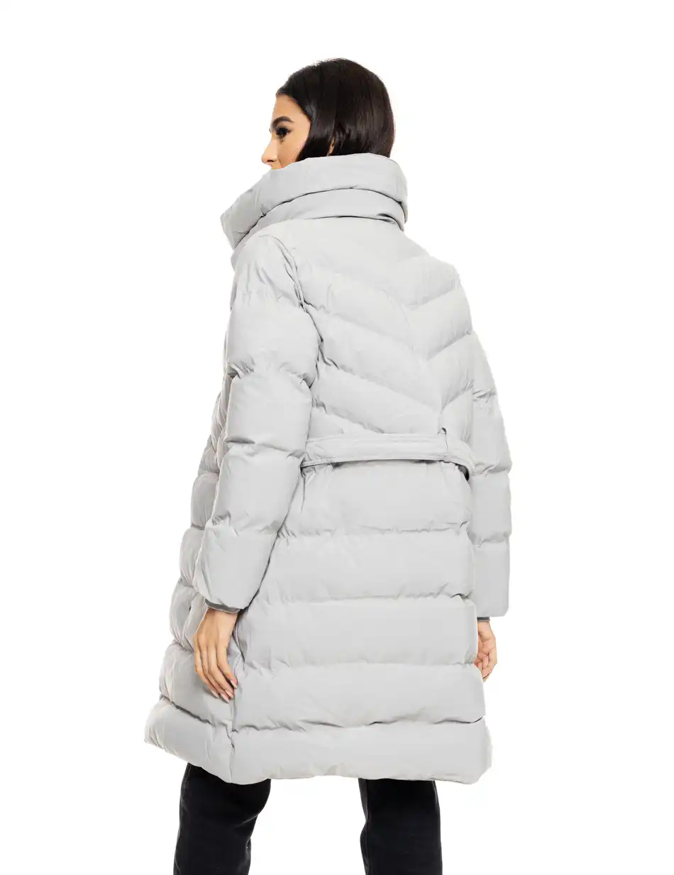 Splendid fashion γυναικείο μακρύ μπουφάν με γιακά 50-101-051 LT GREY