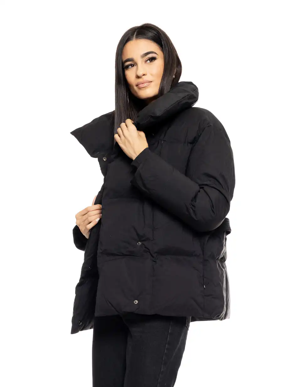 Biston fashion γυναικείο κοντό μπουφάν με γιακά 50-101-053 BLACK