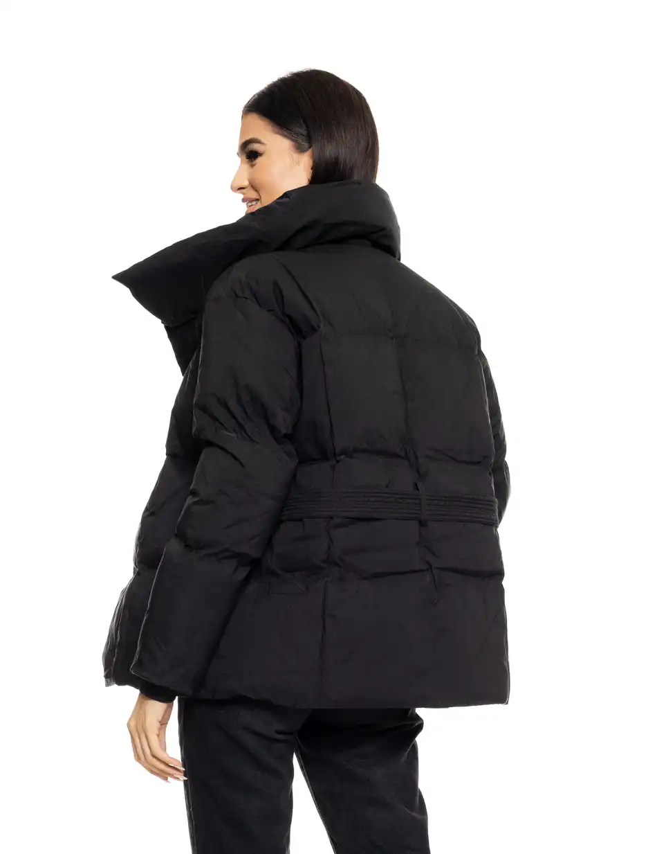 Biston fashion γυναικείο κοντό μπουφάν με γιακά 50-101-053 BLACK