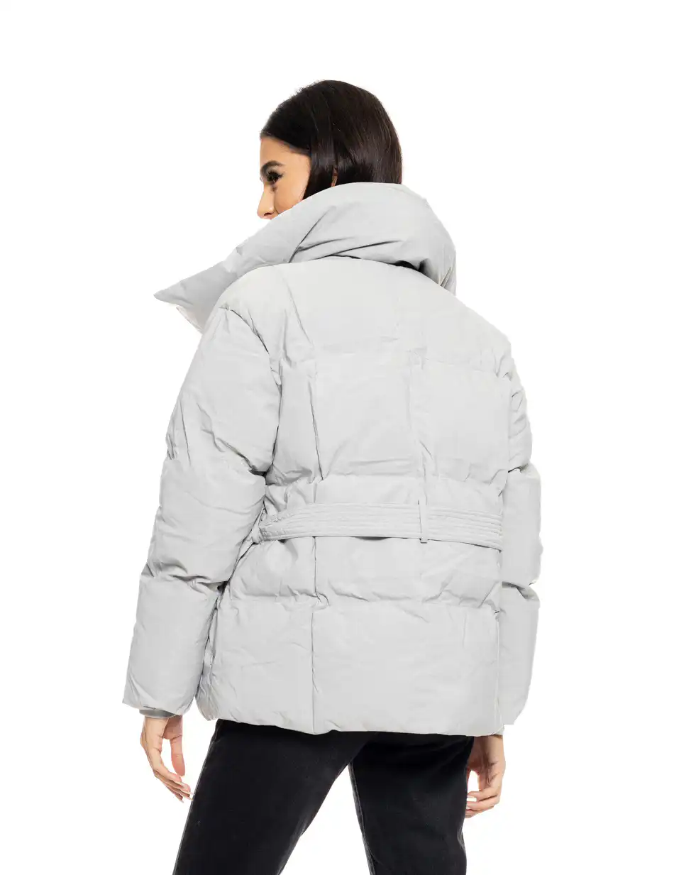 Biston fashion γυναικείο κοντό μπουφάν με γιακά 50-101-053 LT GREY