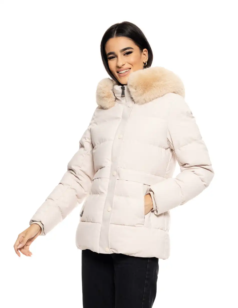 Splendid fashion γυναικείο κοντό μπουφάν με αποσπώμενη κουκούλα 50-101-055 LT BEIGE