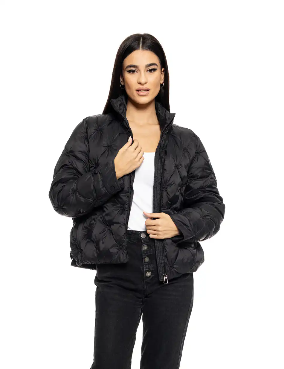 Biston fashion γυναικείο κοντό μπουφάν με γιακά 50-101-063 BLACK