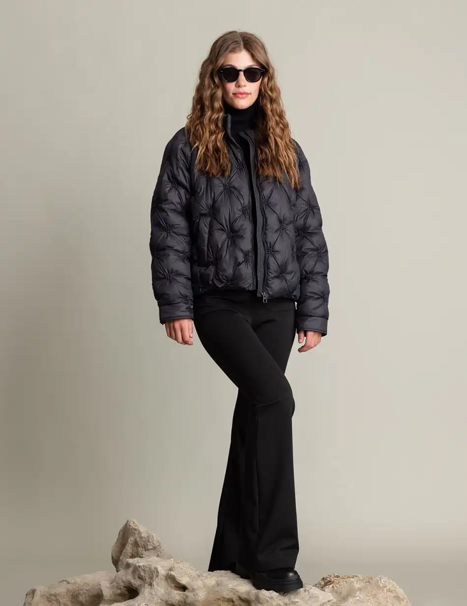 Biston fashion γυναικείο κοντό μπουφάν με γιακά 50-101-063 BLACK