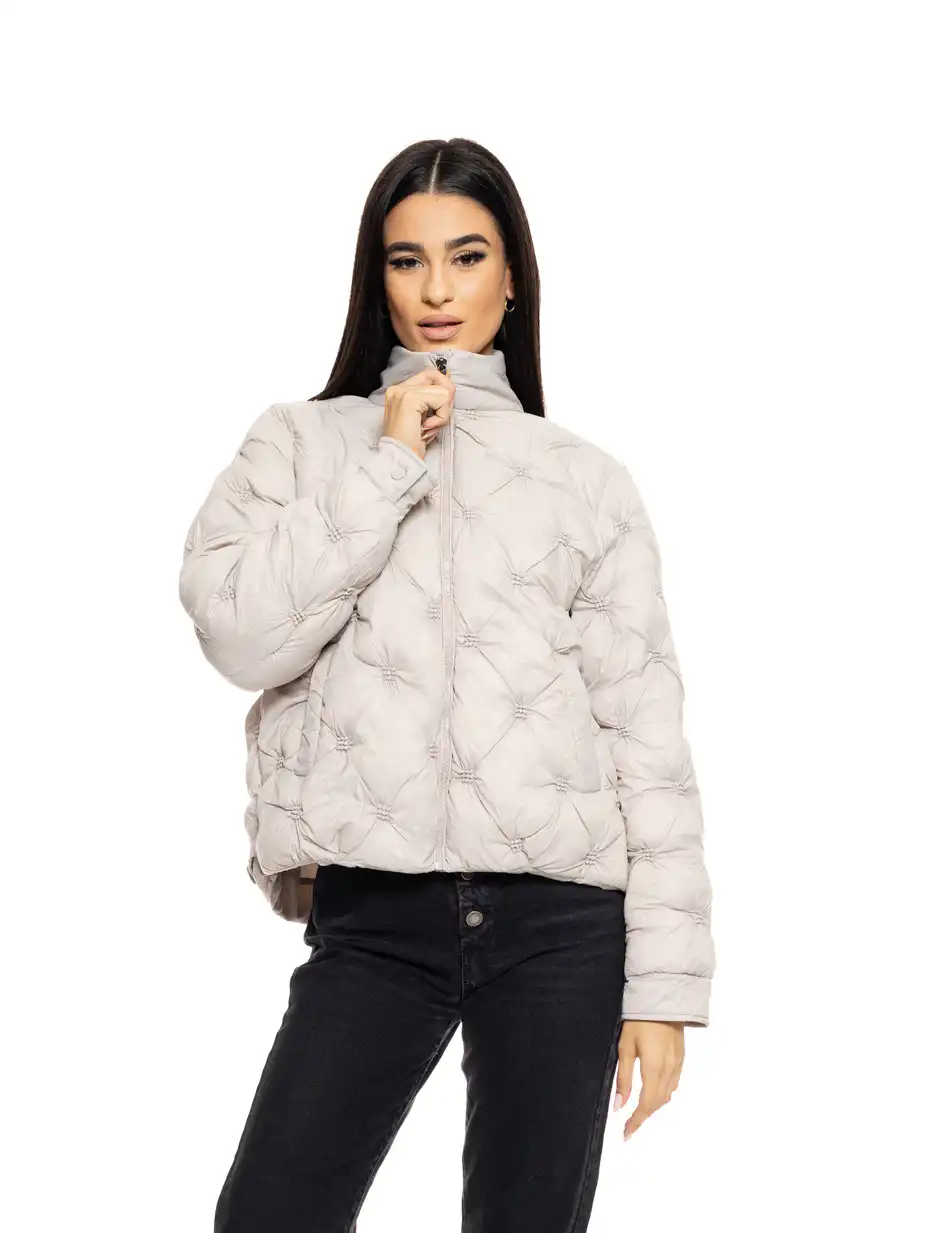 Biston fashion γυναικείο κοντό μπουφάν με γιακά 50-101-063 LT GREY