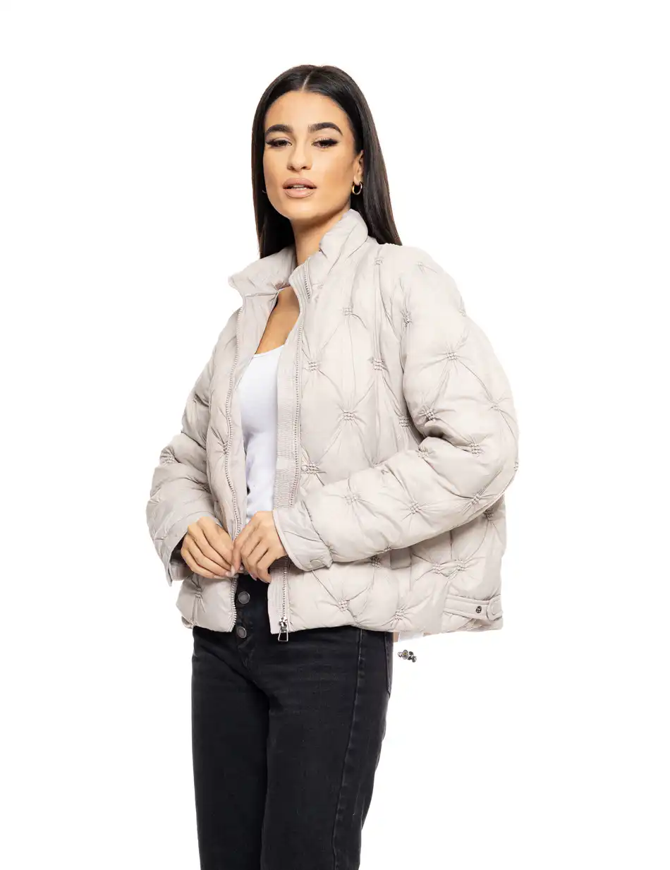 Biston fashion γυναικείο κοντό μπουφάν με γιακά 50-101-063 LT GREY